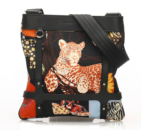 サルヴァトーレフェラガモ アニマル AU21-6405 ブラック レザー ナイロン ショルダーバッグ レディース Salvatore Ferragamo 中古