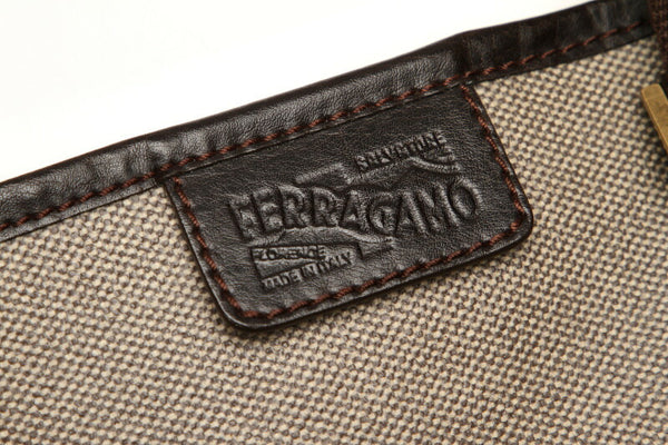 サルヴァトーレフェラガモ GA-24 7574 ブラウン キャンバス ショルダーバッグ レディース Salvatore Ferragamo 中古