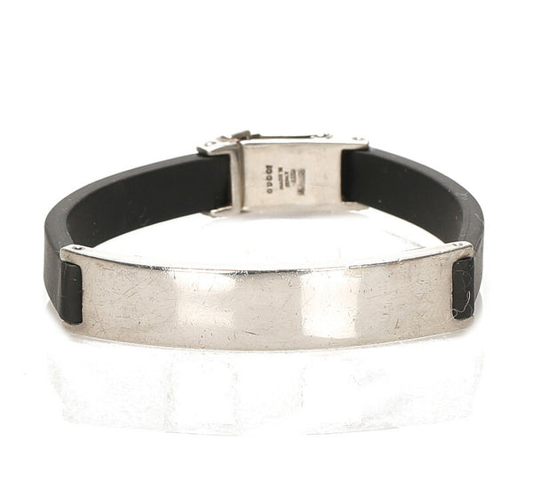 グッチ ブレスレット シルバー ブラック シルバー925 ラバー ブレスレット レディース GUCCI 中古