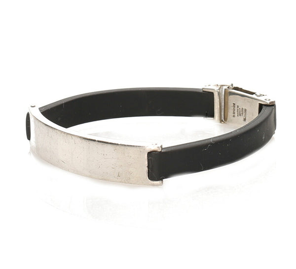 グッチ ブレスレット シルバー ブラック シルバー925 ラバー ブレスレット レディース GUCCI 中古