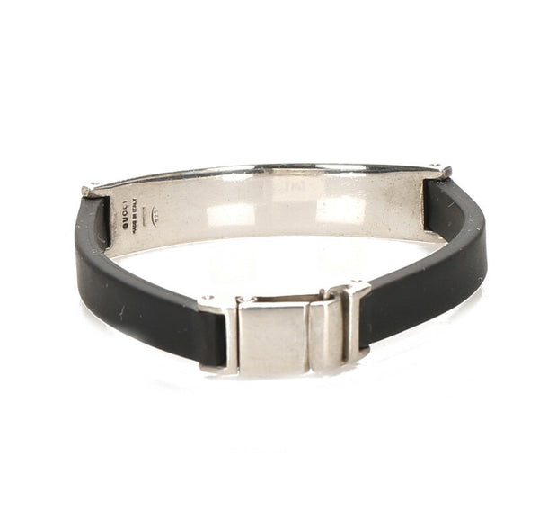 グッチ ブレスレット シルバー ブラック シルバー925 ラバー ブレスレット レディース GUCCI 中古