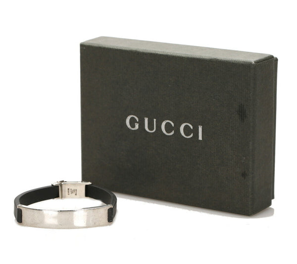 グッチ ブレスレット シルバー ブラック シルバー925 ラバー ブレスレット レディース GUCCI 中古