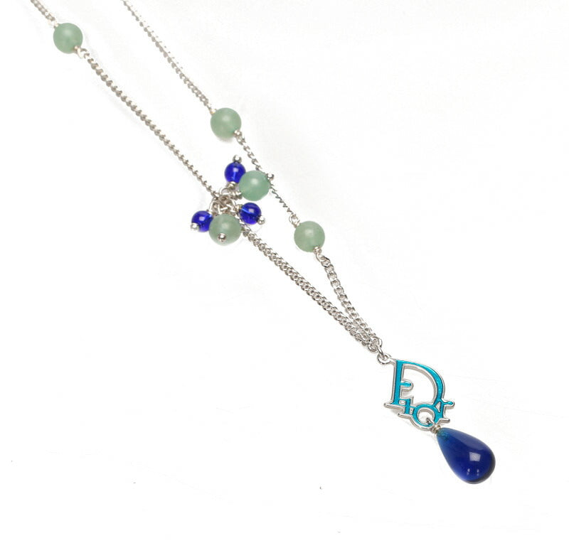 クリスチャンディオール 文字ロゴストーン付 シルバー メタル ネックレス レディース Christian Dior 中古