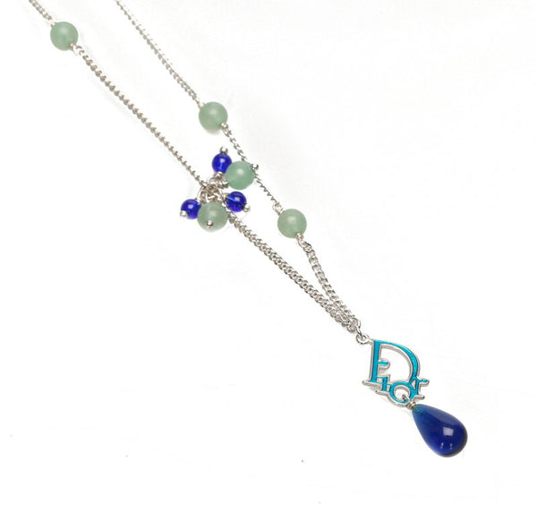 クリスチャンディオール 文字ロゴストーン付 シルバー メタル ネックレス レディース Christian Dior 中古