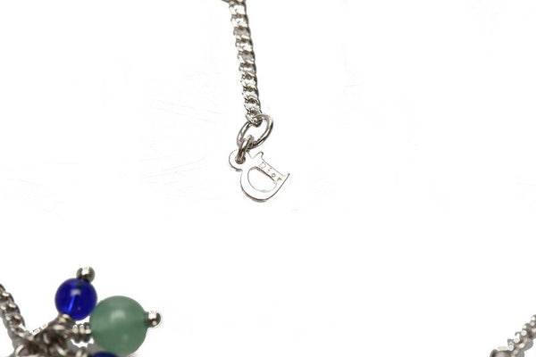 クリスチャンディオール 文字ロゴストーン付 シルバー メタル ネックレス レディース Christian Dior 中古