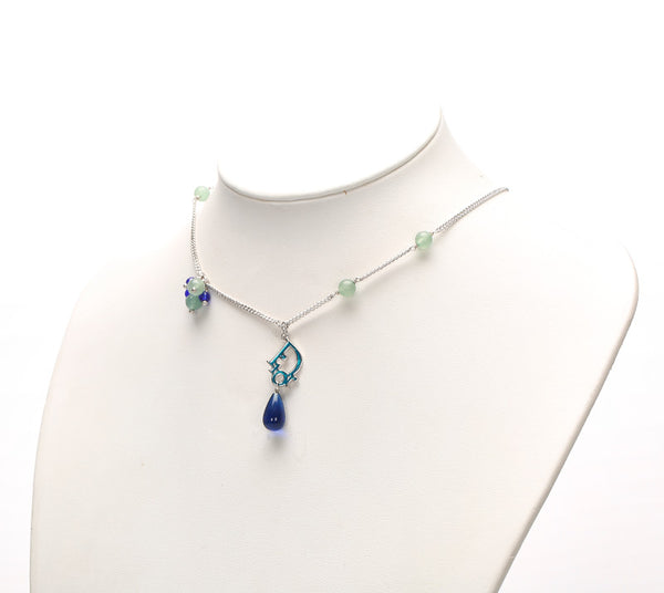 クリスチャンディオール 文字ロゴストーン付 シルバー メタル ネックレス レディース Christian Dior 中古