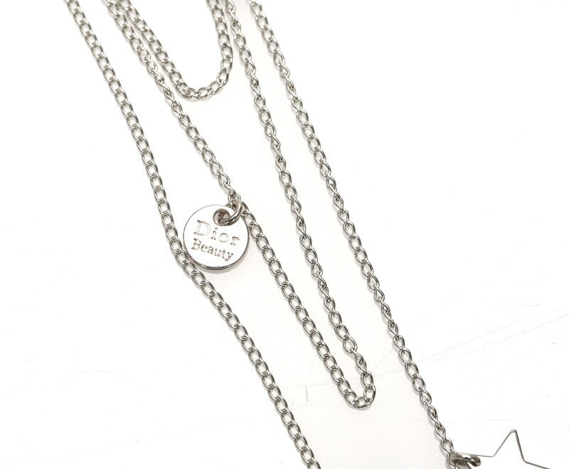クリスチャンディオール リボンロングネックレス シルバー メタル ネックレス レディース Christian Dior 中古