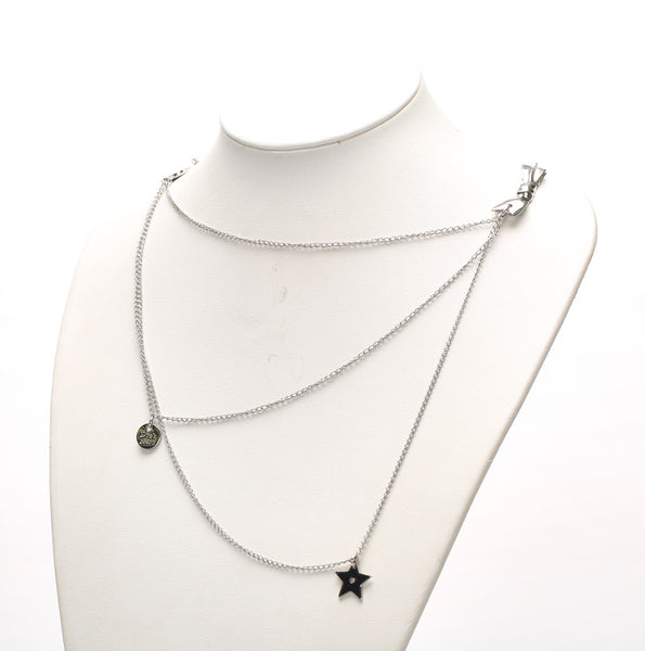 クリスチャンディオール リボンロングネックレス シルバー メタル ネックレス レディース Christian Dior 中古