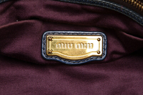 ミュウミュウ ブルー  レザー ショルダーバッグ レディース MIUMIU 中古