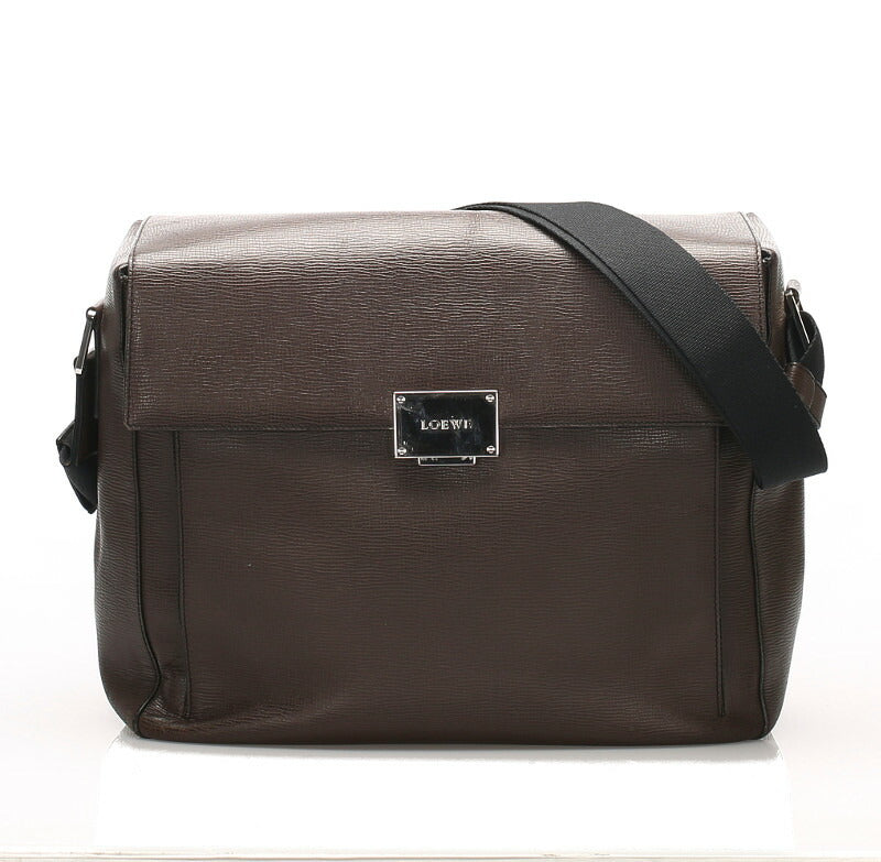 ロエベ ブラウン レザー 肩掛け ショルダーバッグ レディース LOEWE 中古
