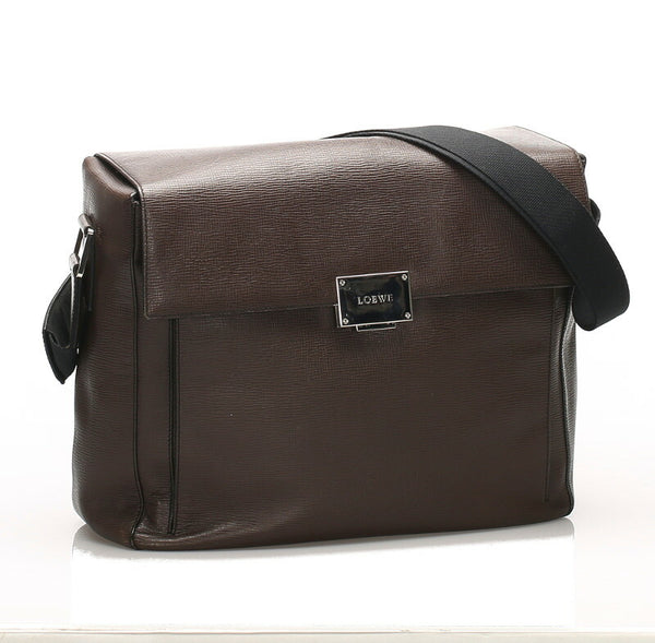 ロエベ ブラウン レザー 肩掛け ショルダーバッグ レディース LOEWE 中古