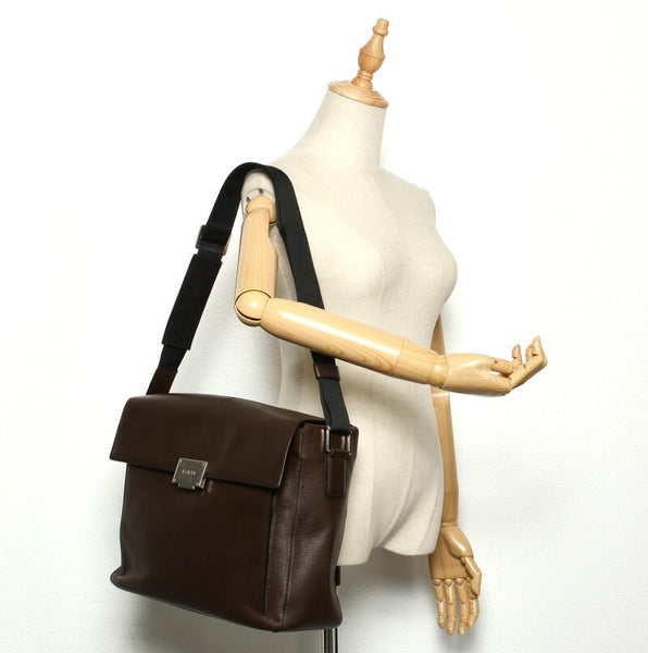 ロエベ ブラウン レザー 肩掛け ショルダーバッグ レディース LOEWE 中古