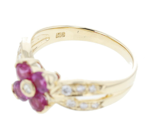 K18YG イエローゴールド ルビー0.86ct ダイヤ0.22ct リング 指輪 レディース 11.5号 中古