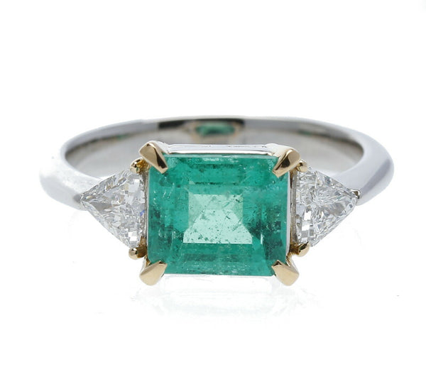 Pt900 プラチナ K18YG イエローゴールド コンビ エメラルド1.69ct ダイヤ0.40ct リング 指輪 レディース 12号 中古