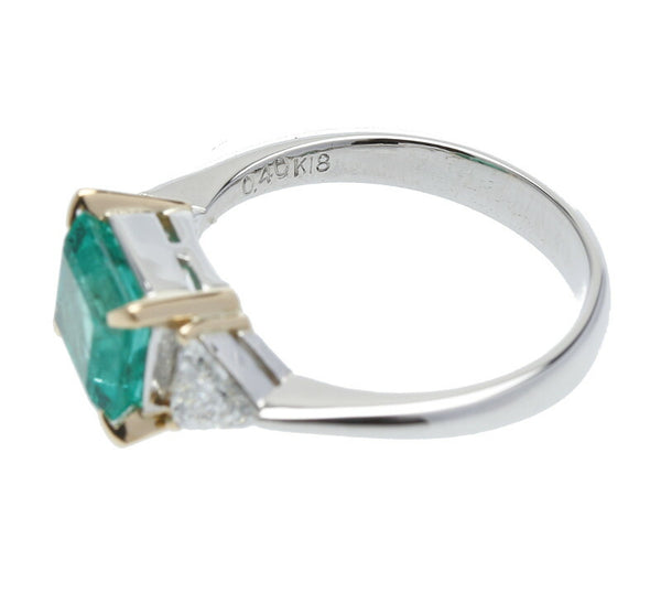 Pt900 プラチナ K18YG イエローゴールド コンビ エメラルド1.69ct ダイヤ0.40ct リング 指輪 レディース 12号 中古