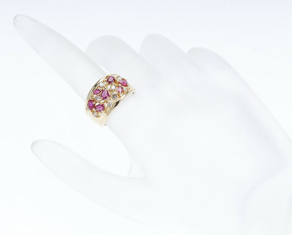 K18YG イエローゴールド ルビー ダイヤ0.35ct リング 指輪 レディース 11号 中古