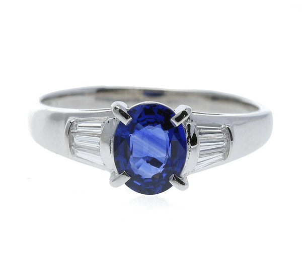 Pt900 プラチナ サファイア1.01ct ダイヤ0.23ct リング 指輪 レディース 12.5号 中古