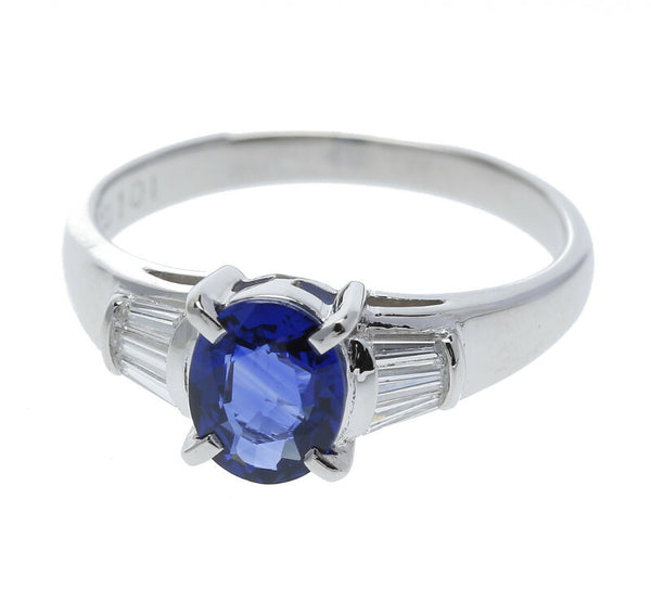 Pt900 プラチナ サファイア1.01ct ダイヤ0.23ct リング 指輪 レディース 12.5号 中古