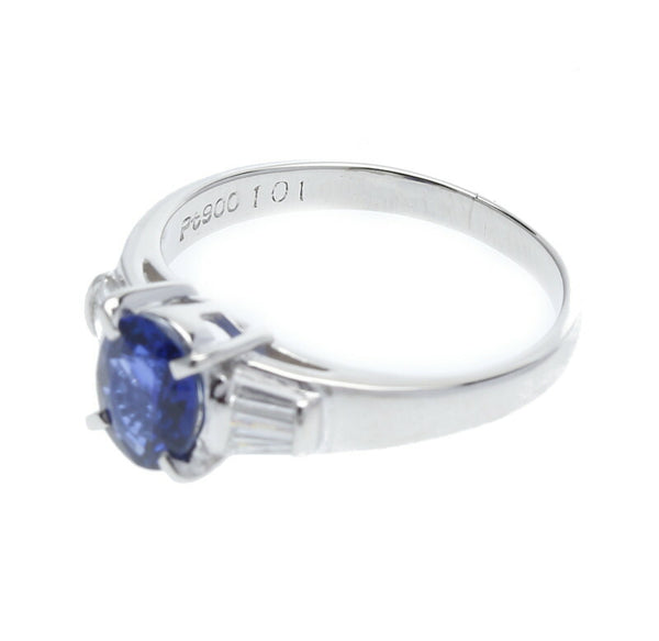 Pt900 プラチナ サファイア1.01ct ダイヤ0.23ct リング 指輪 レディース 12.5号 中古