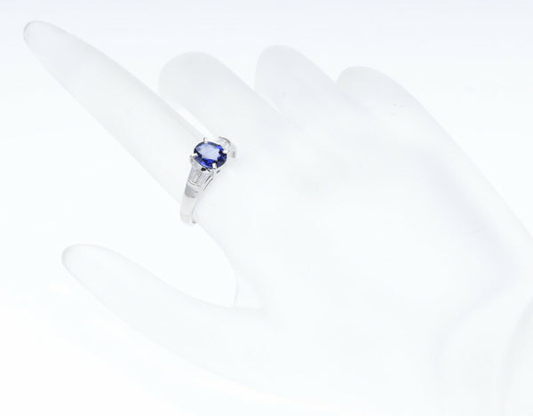 Pt900 プラチナ サファイア1.01ct ダイヤ0.23ct リング 指輪 レディース 12.5号 中古