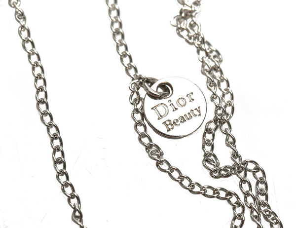 クリスチャンディオール シルバー メタル ロゴリボン　ラリアット風 ネックレス レディース Christian Dior 中古