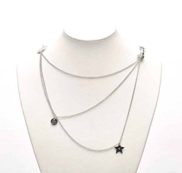 クリスチャンディオール シルバー メタル ロゴリボン　ラリアット風 ネックレス レディース Christian Dior 中古