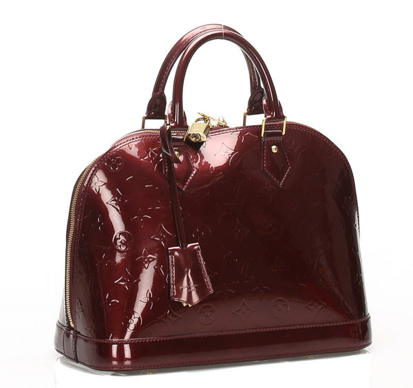 ルイ ヴィトン モグラム ヴェルニ アルマPM M91611 パープル  パテントレザー ハンドバッグ レディース LOUIS VUITTON 中古