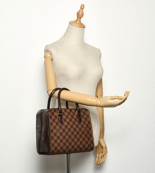 ルイ ヴィトン ダミエ トリアナ N51155 ブラウン PVC レザー ハンドバッグ レディース LOUIS VUITTON 中古