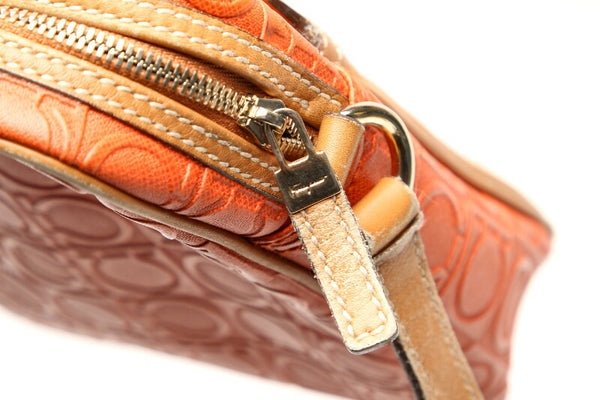 ガンチーニ AF-21 4914 ブラウン オレンジ PVC レザー ショルダーバッグ レディース 中古