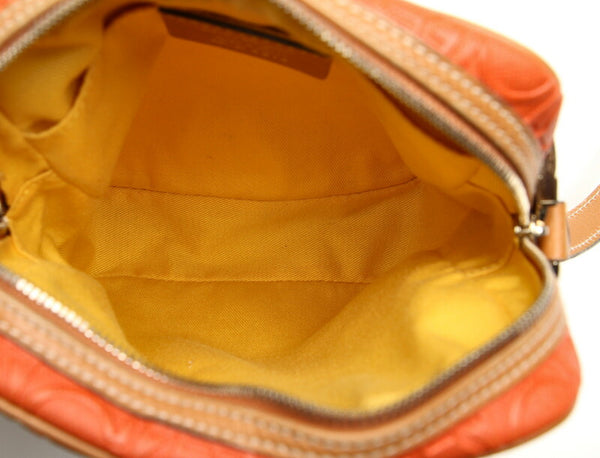 ガンチーニ AF-21 4914 ブラウン オレンジ PVC レザー ショルダーバッグ レディース 中古
