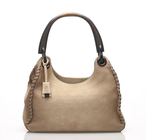 グッチ 106237 グレー スウェード ハンドバッグ レディース GUCCI 中古