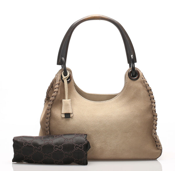 グッチ 106237 グレー スウェード ハンドバッグ レディース GUCCI 中古