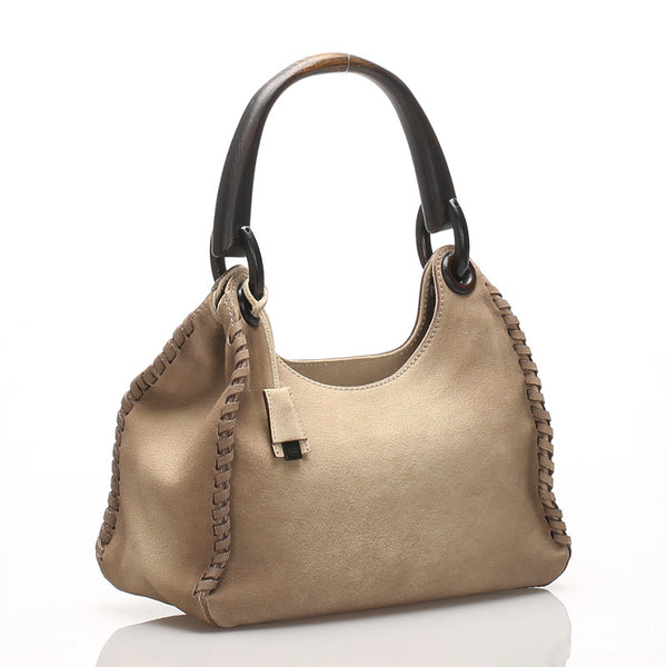グッチ 106237 グレー スウェード ハンドバッグ レディース GUCCI 中古
