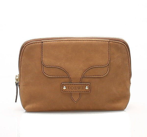 ロエベ ブラウン レザー アクセサリーポーチ レディース LOEWE 中古