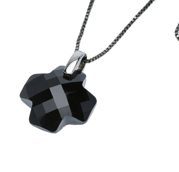 スワロフスキー シルバー ブラック メタル クロス ネックレス レディース SWAROVSKI 中古