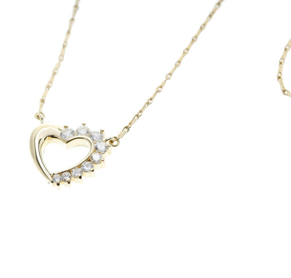 ウノアエレ K18 ゴールド ダイヤ0.26ct ハート ネックレス レディース UNOAERRE 中古