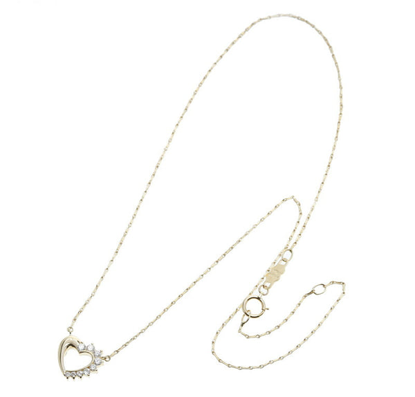 ウノアエレ K18 ゴールド ダイヤ0.26ct ハート ネックレス レディース UNOAERRE 中古