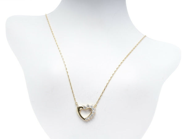 ウノアエレ K18 ゴールド ダイヤ0.26ct ハート ネックレス レディース UNOAERRE 中古