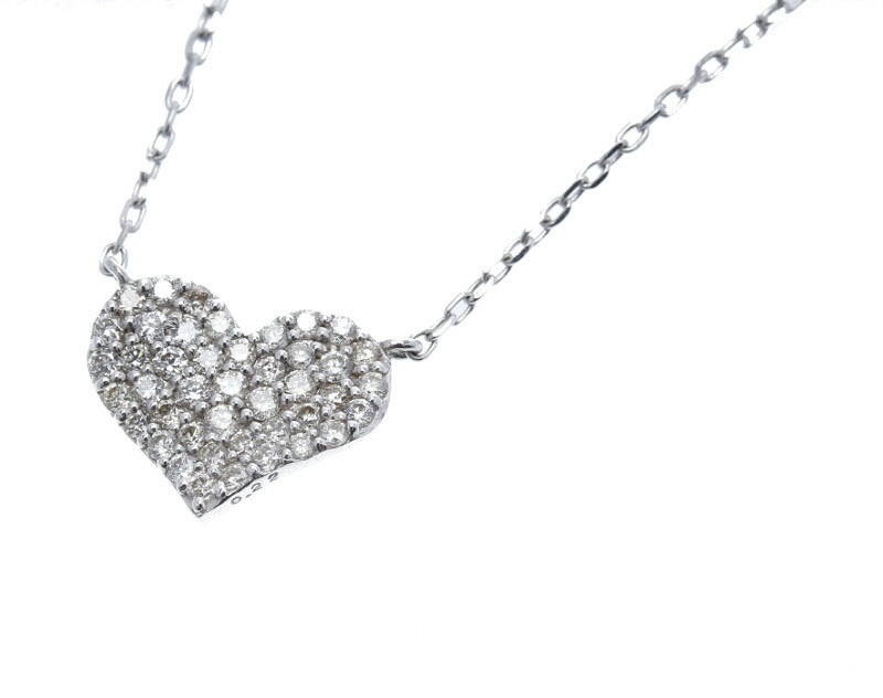 サマンサタバサ K18WG ホワイトゴールド ダイヤ0.22ct ハート ネックレス レディース Samantha Thavasa 中古