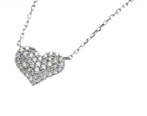 サマンサタバサ K18WG ホワイトゴールド ダイヤ0.22ct ハート ネックレス レディース Samantha Thavasa 中古