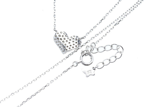 サマンサタバサ K18WG ホワイトゴールド ダイヤ0.22ct ハート ネックレス レディース Samantha Thavasa 中古