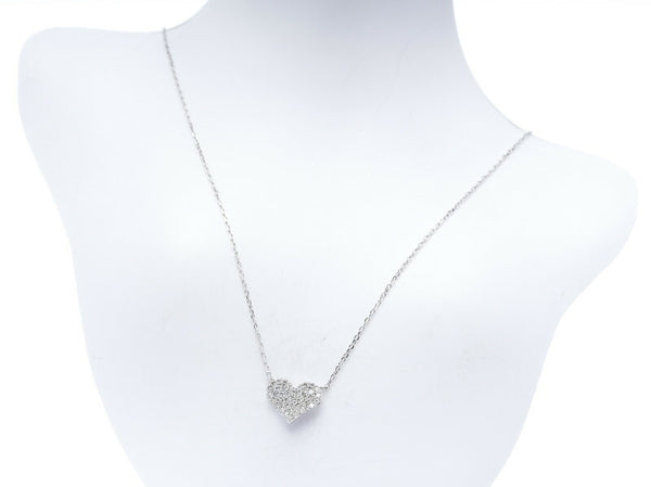 サマンサタバサ K18WG ホワイトゴールド ダイヤ0.22ct ハート ネックレス レディース Samantha Thavasa 中古