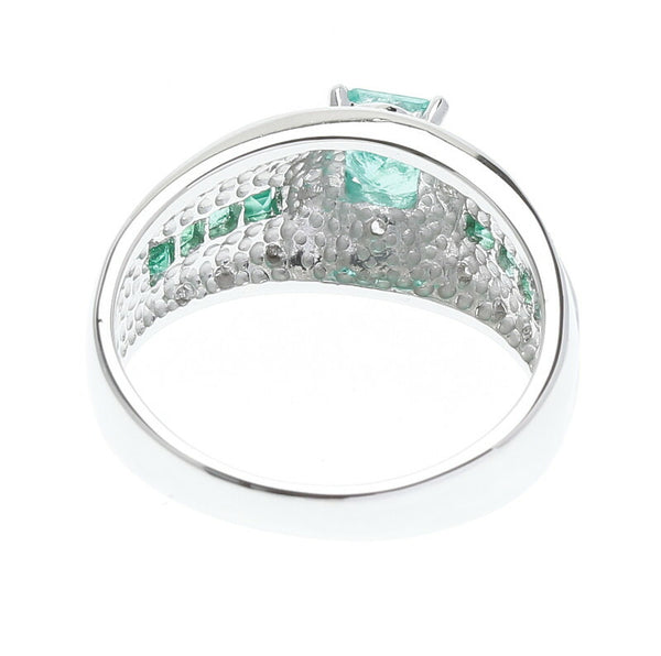 Pt900 プラチナ エメラルド0.40ct＆0.48 ダイヤ0.13ct リング 指輪 レディース 12号 中古