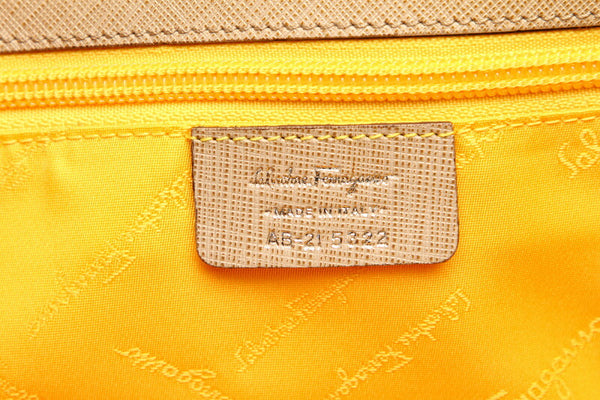 ガンチーニ サフィアーノ AB-21 5322 ベージュ レザー ハンドバッグ レディース 中古