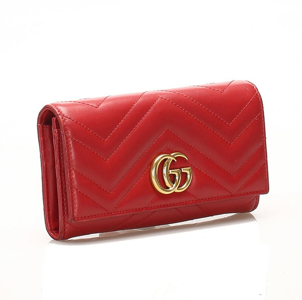 グッチ GGマーモント 443436 レッド 赤 レザー 長財布 レディース GUCCI 中古