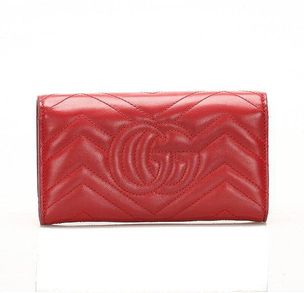グッチ GGマーモント 443436 レッド 赤 レザー 長財布 レディース GUCCI 中古