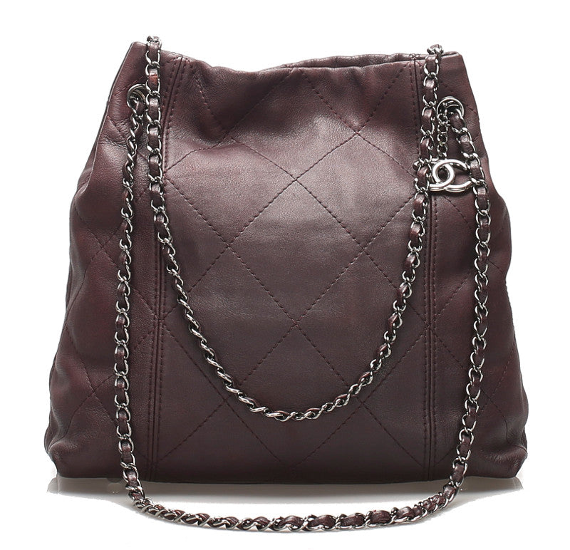 シャネル マトラッセ パープル レザー チェーン ショルダーバッグ レディース CHANEL 中古