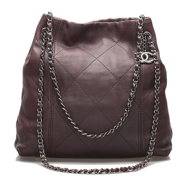 シャネル マトラッセ パープル レザー チェーン ショルダーバッグ レディース CHANEL 中古