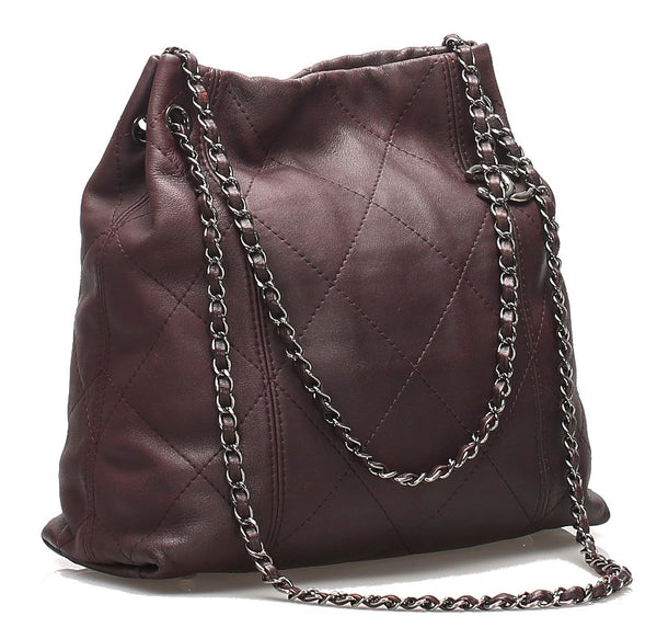 シャネル マトラッセ パープル レザー チェーン ショルダーバッグ レディース CHANEL 中古