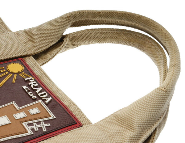 プラダ カナパ ベージュ キャンバス ハンドバッグ レディース PRADA 中古